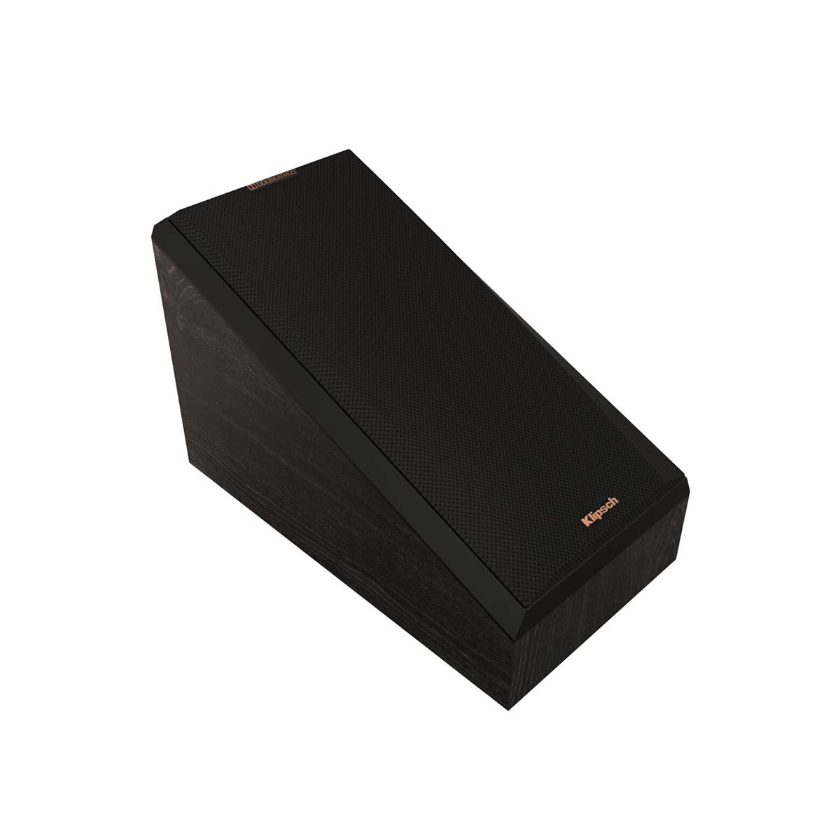 Klipsch RP-500SA II Surround/Atmos Speakers - Ebony - Pair - angled top view of single with grill