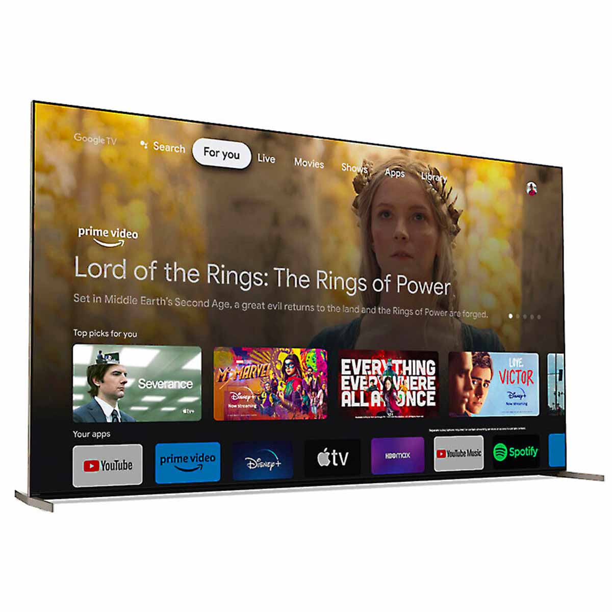 Sony Bravia XR X93L Mini LED 4K HDR Smart TV (2023) angled front view showing smart TV interface