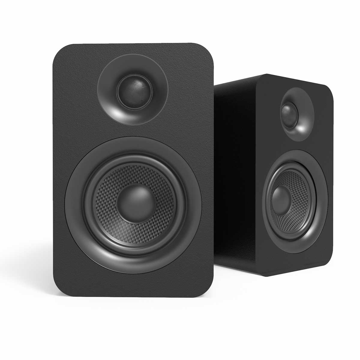 Kanto YU4 Passive Bookshelf Speakers, Matte Black, front angle