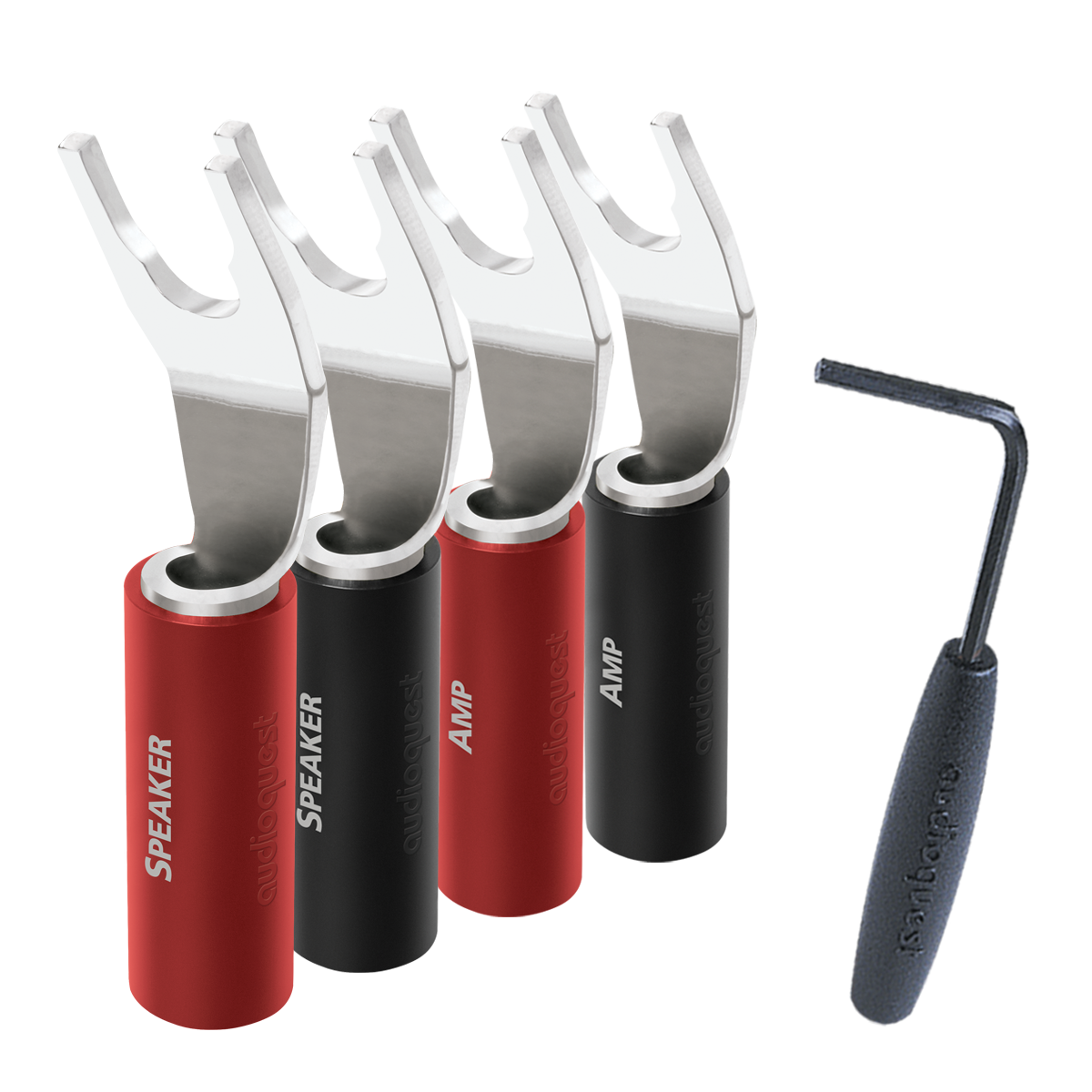 AudioQuest SureGrip® 100 Multi-Spade Speaker Connectors - Fits up to 9 AWG Speaker Cables - front view