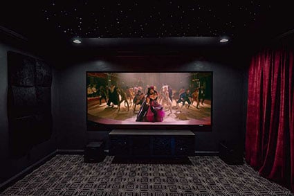 home theater with star ceiling