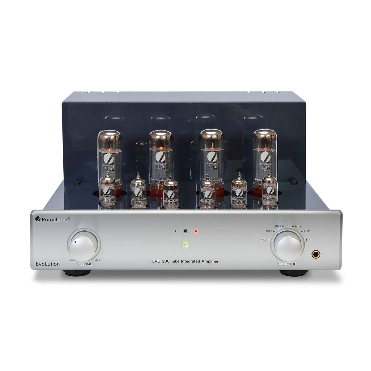 PrimaLuna Evo 300 Tube Integrated Amplifier - Silver - front view without grille