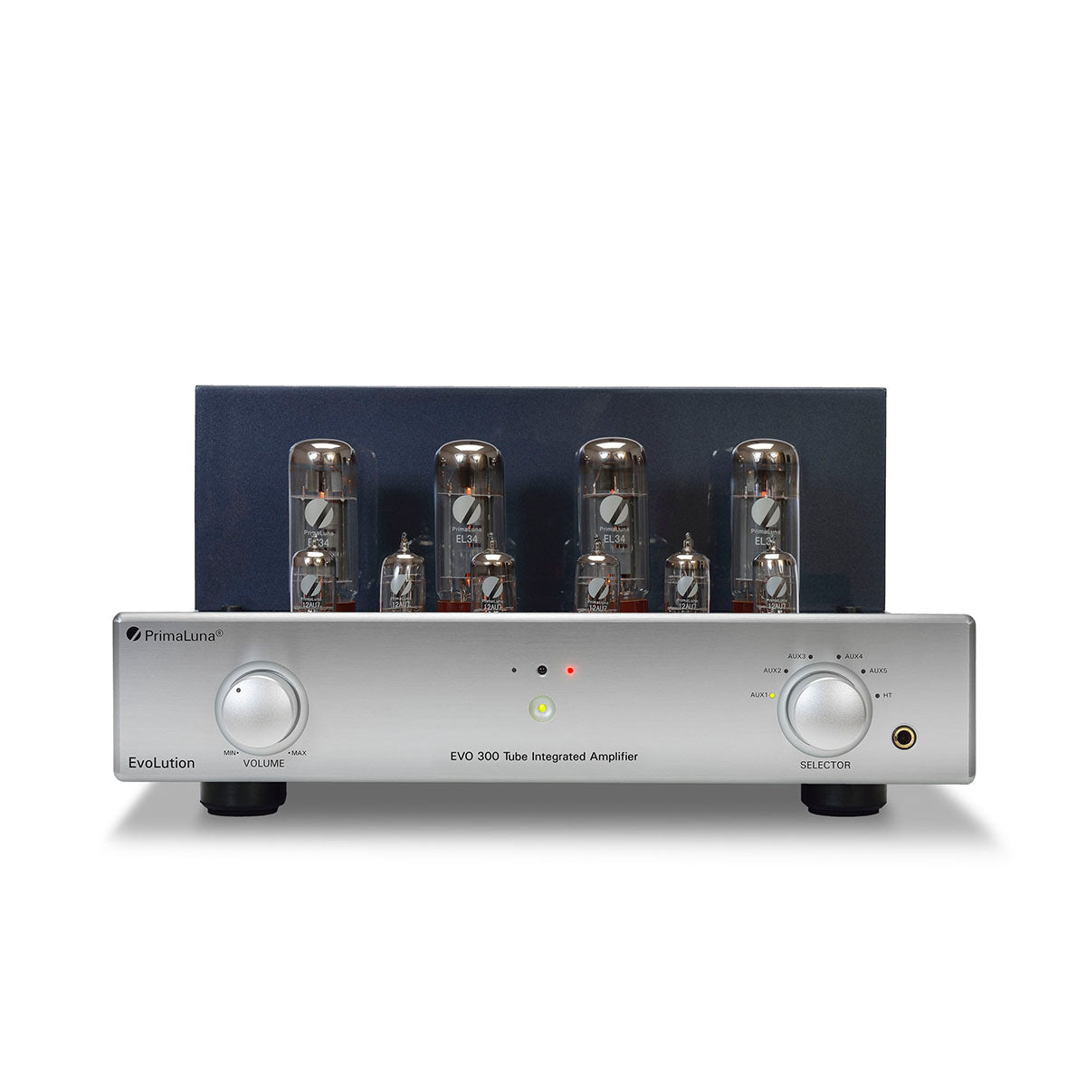 PrimaLuna Evo 300 Tube Integrated Amplifier - Silver - front view without grille