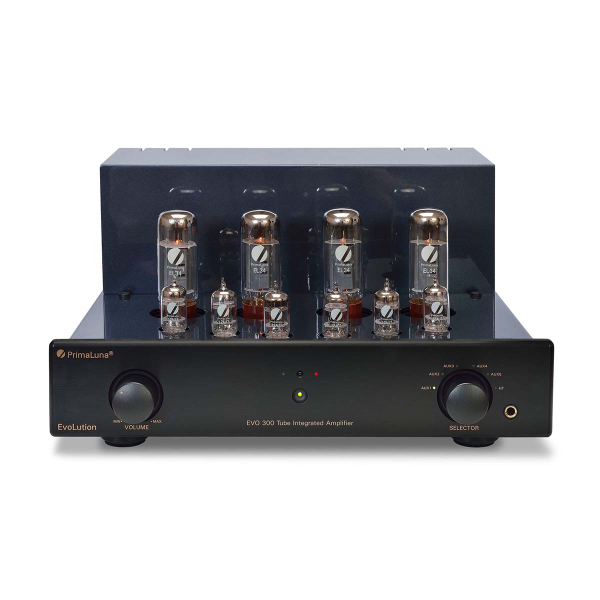 PrimaLuna Evo 300 Tube Integrated Amplifier - Black - front view without grille