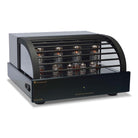 PrimaLuna Evo 200 Tube Power Amplifier - Black - front view angled right with grille