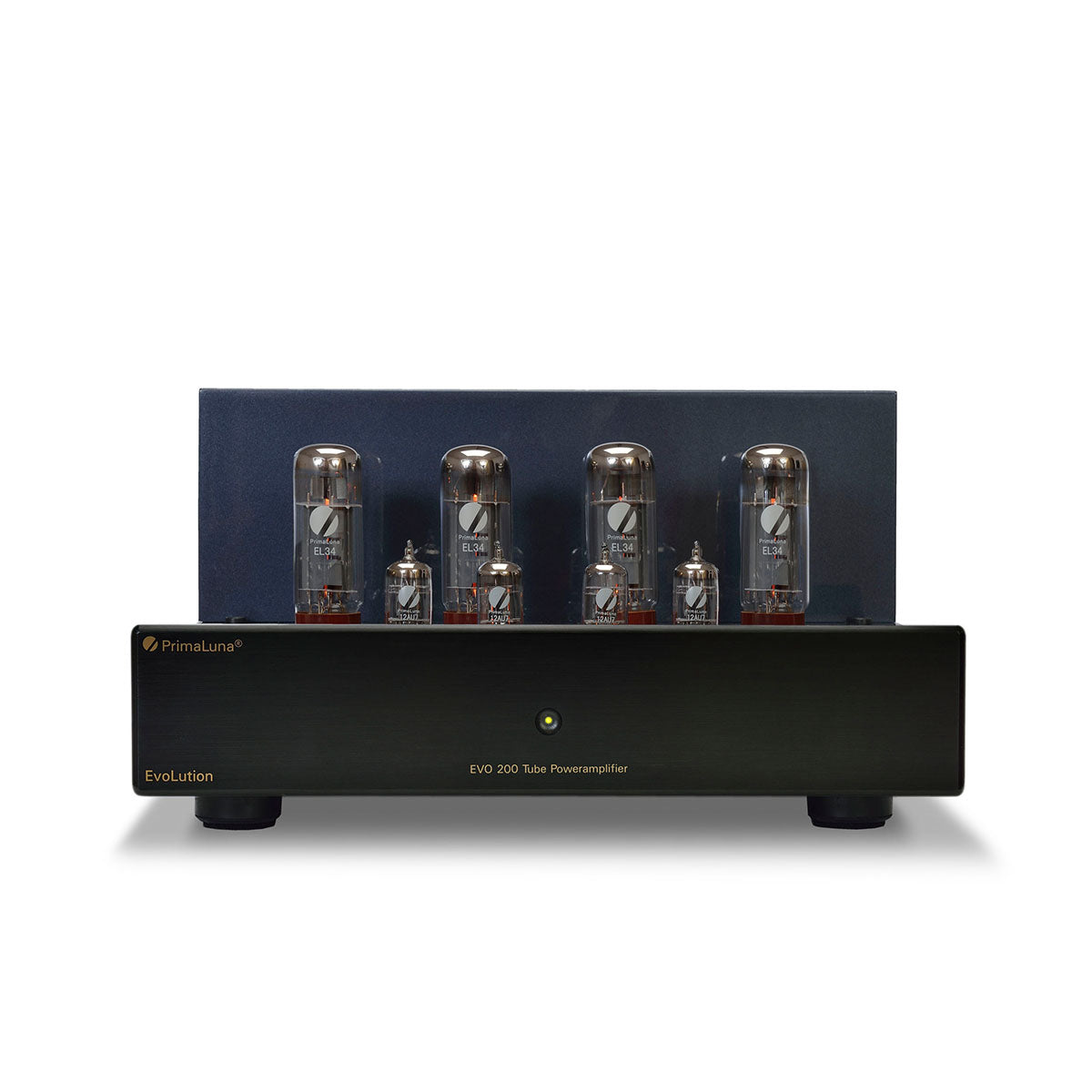 PrimaLuna Evo 200 Tube Power Amplifier - Black - front view without grille