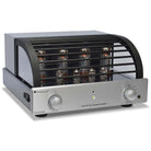 PrimaLuna Evo 200 Tube Integrated Amplifier - Silver - front view angled right with grille
