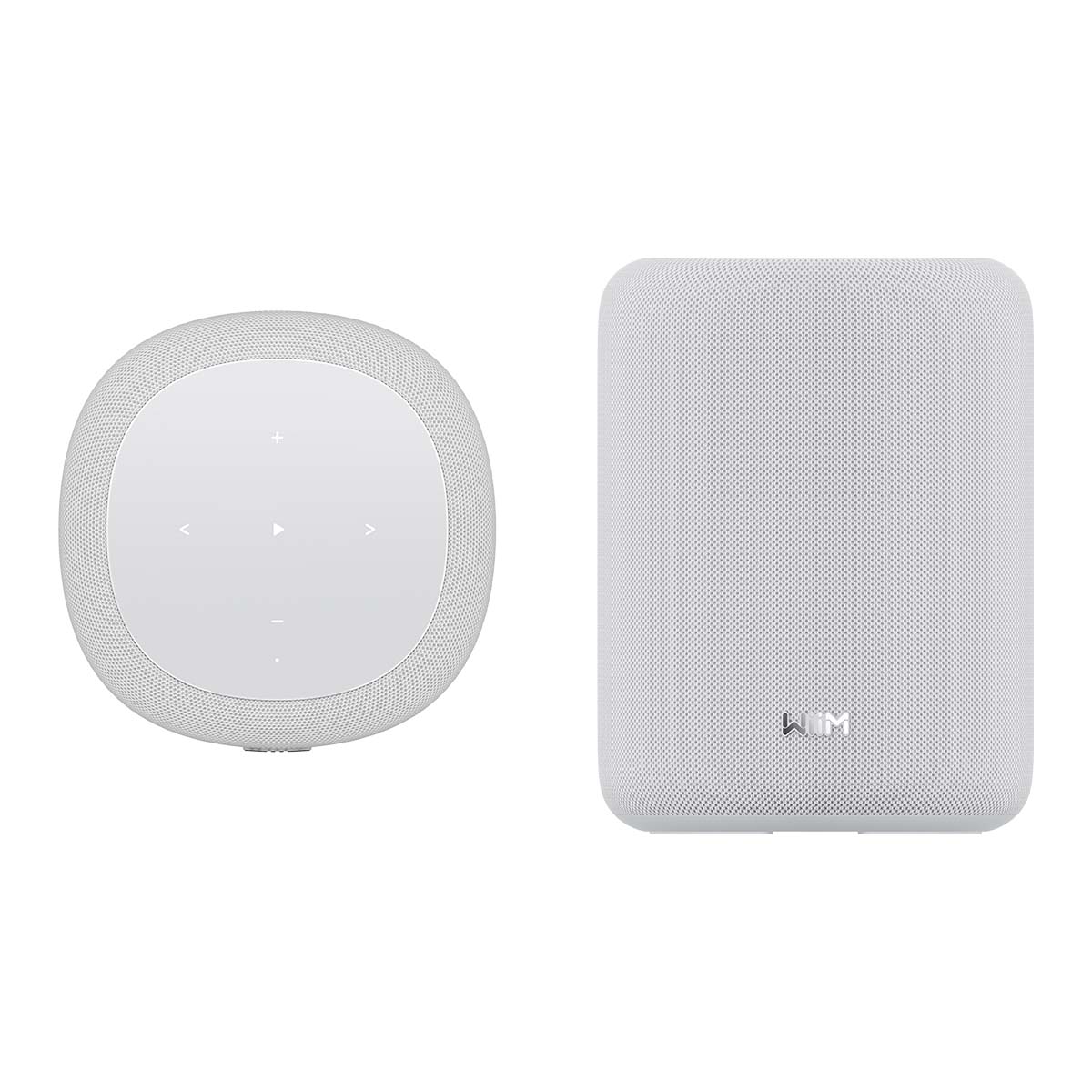 WiiM Sound Lite Smart Speaker - white - top and front views