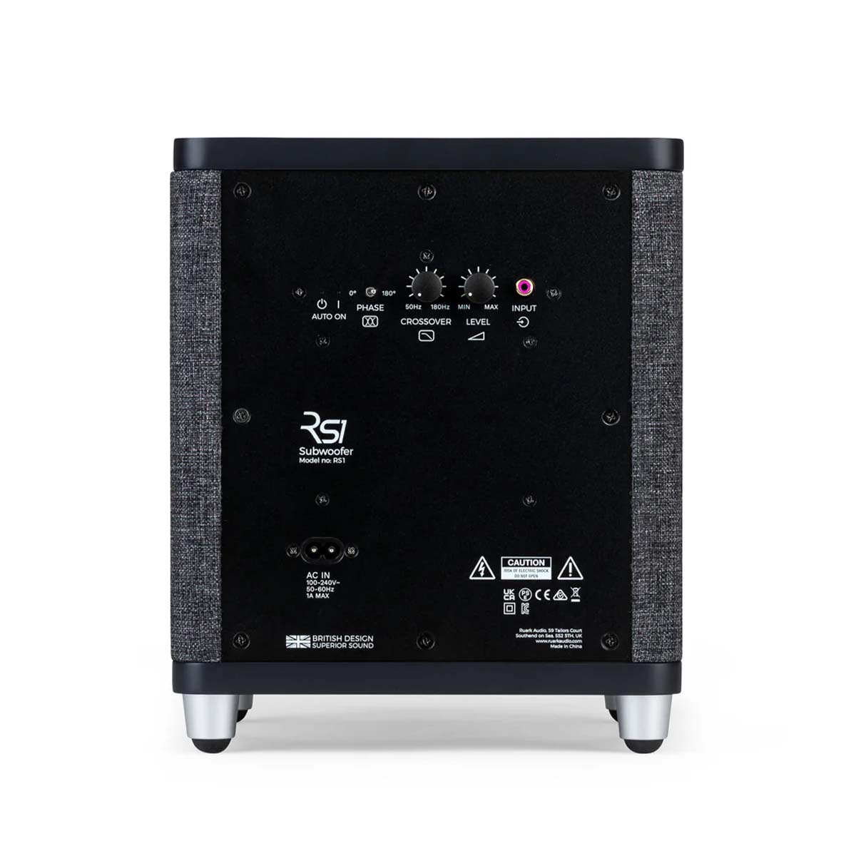 Ruark Audio RS1 Powered Subwoofer - charcoal/grey - rear components view