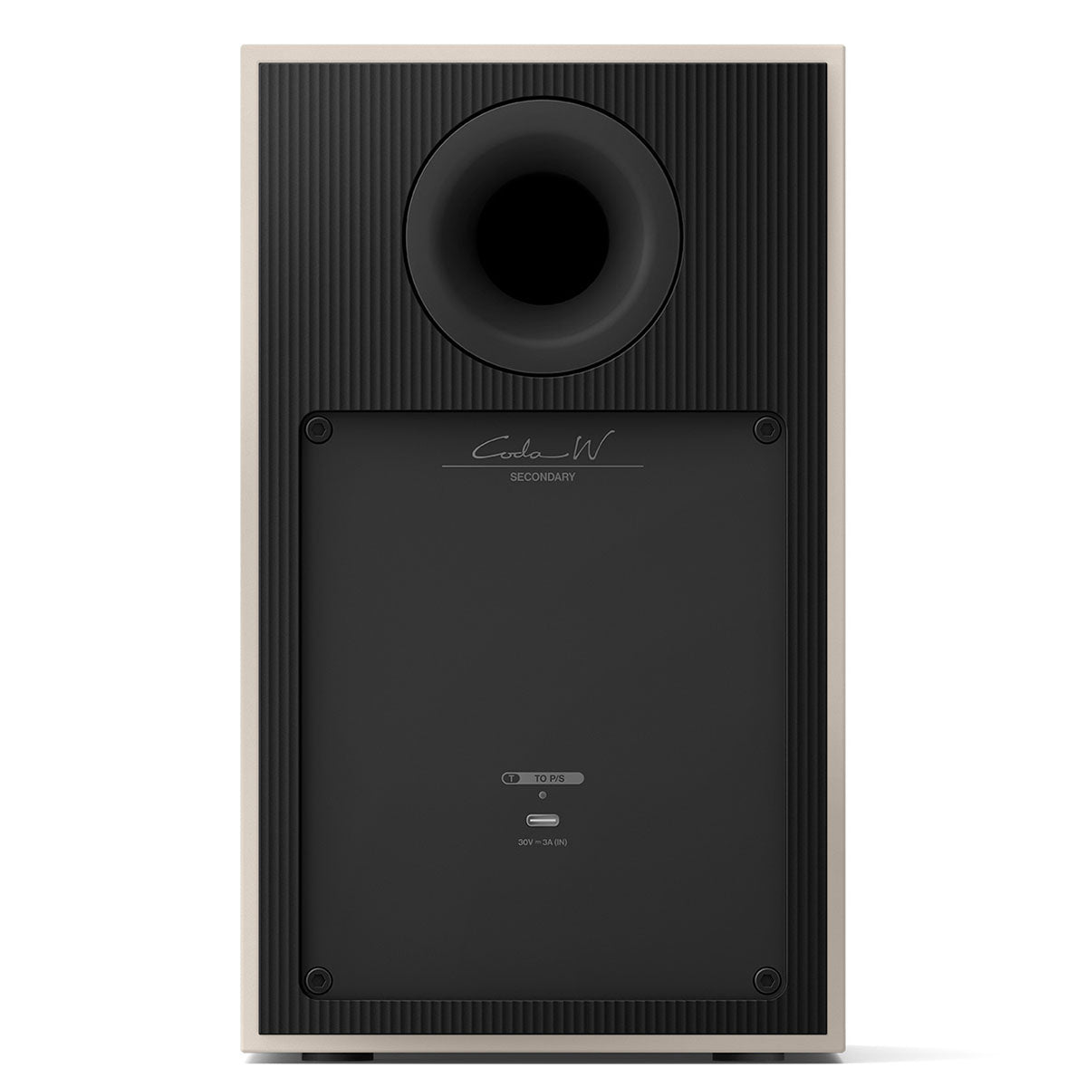 KEF Coda W Powered Speakers - Nickel Grey - rear view of single speaker