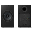 KEF Coda W Powered Speakers - Dark Titanium - pair of speakers rear view of right speaker front view of left speaker