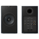 KEF Coda W Powered Speakers - Midnight Blue - pair of speakers rear view of right speaker front view of left speaker