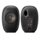 KEF LS Luxe Wireless HiFi Speakers - Pair of black speakers with right speaker showing back side