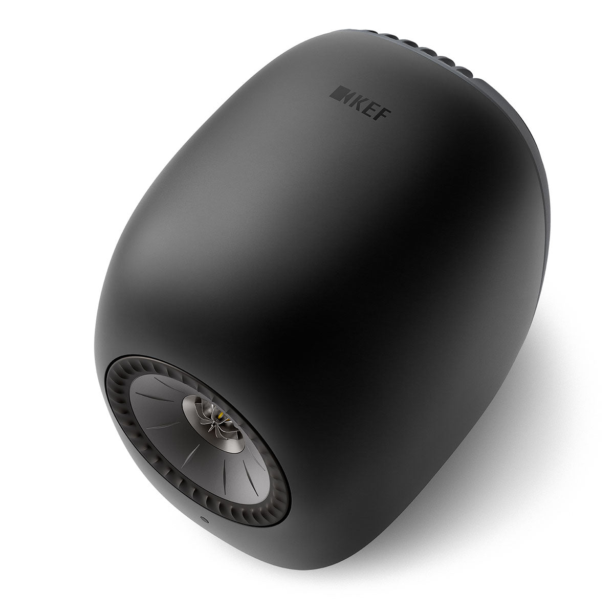 KEF LS Luxe Wireless HiFi Speakers - single black speaker top view angled left