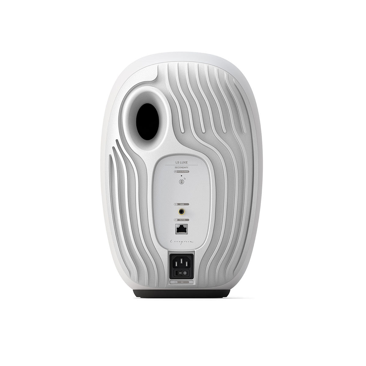 KEF LS Luxe Wireless HiFi Speakers - single white speaker rear view