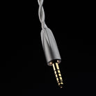 Meze Audio ASTRU Single Dynamic Driver In-Ear Monitors - detail of 4.4mm input on black background