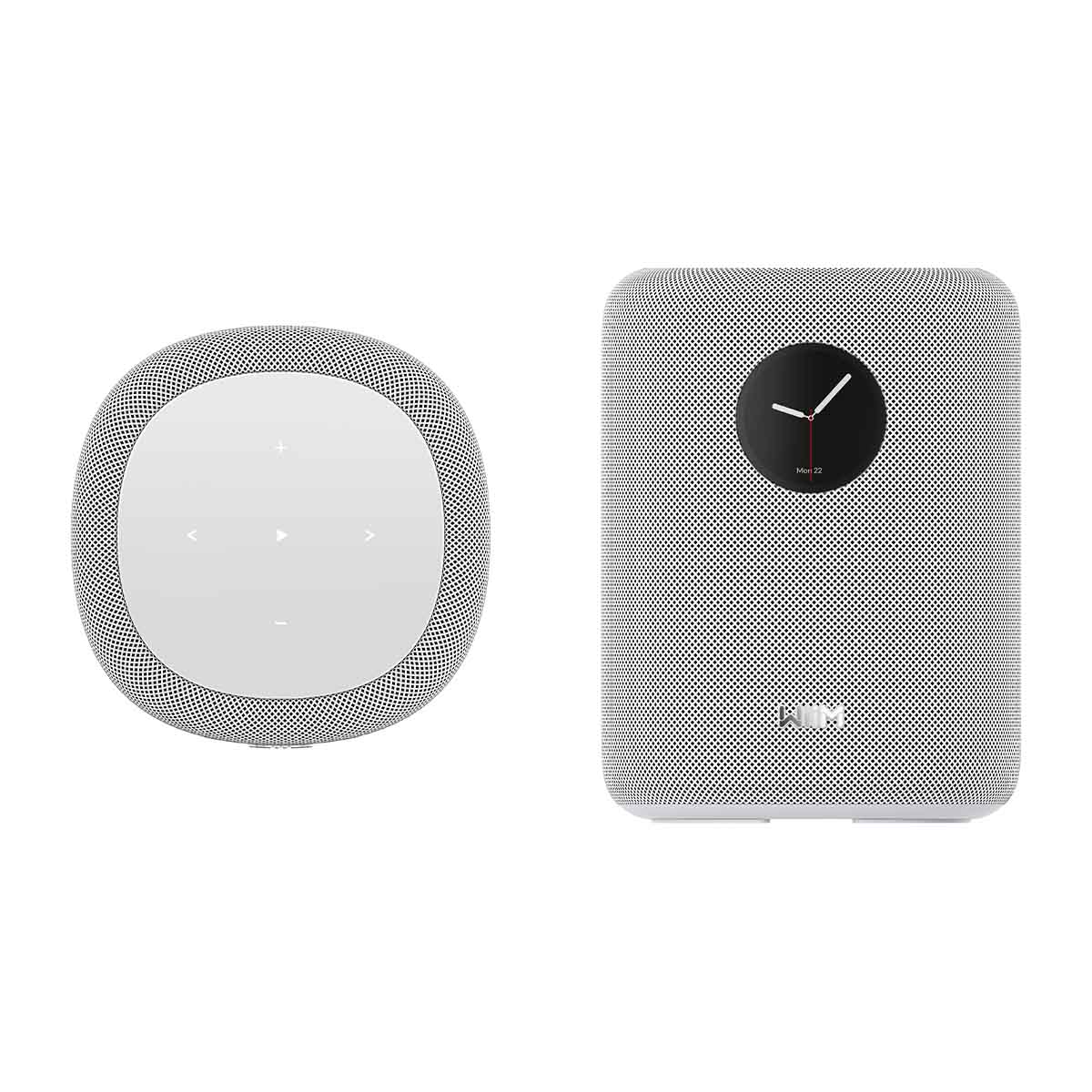 WiiM Sound Smart Speaker - white - top and front views