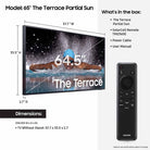 Samsung LST7D Terrace Partial Sun - dimensions and what's in the box - 65"