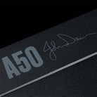 Arcam A50 Signature Stereo Integrated Amplifier close up of logo
