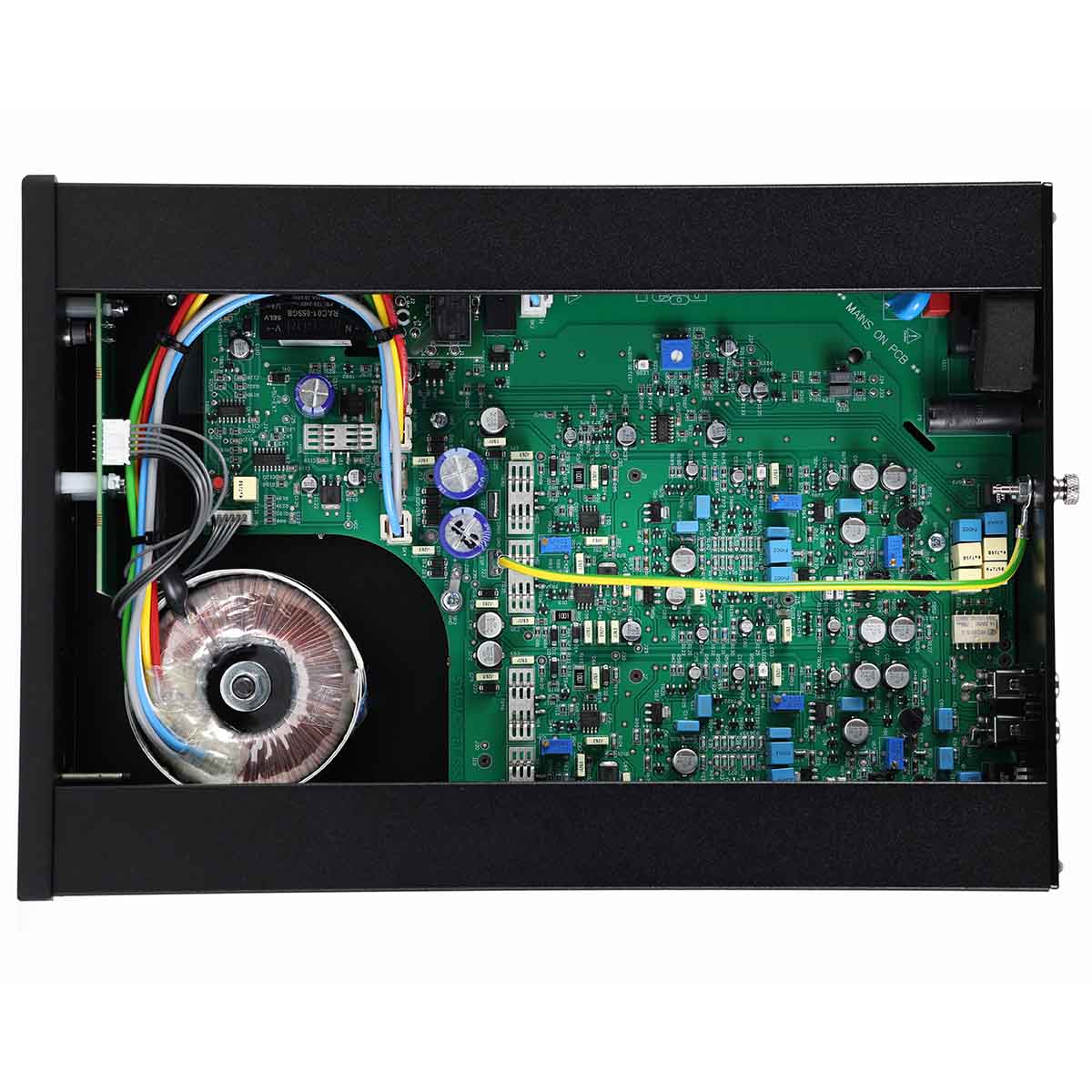 Rega AOS Moving Coil Preamplifier - top view with top cover removed to show internal components
