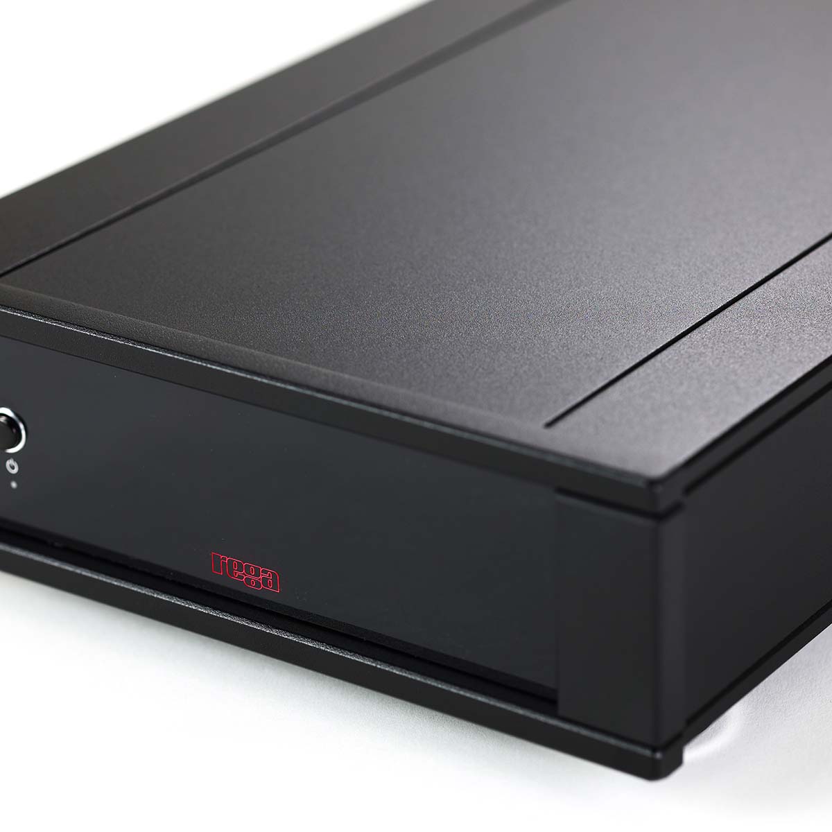 Rega AOS Moving Coil Preamplifier - front and top view closeup angled left