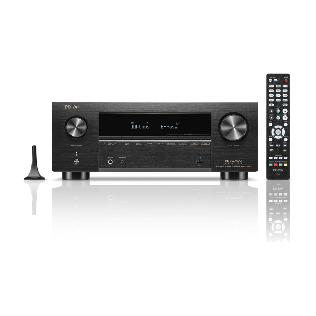 Denon AVR-X3800H Receiver - front view with accessories