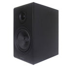 Rotel Amora 5 Passive Bookshelf Loudspeakers - Black - front and side view angled left without grille