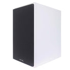 Rotel Amora 5 Passive Bookshelf Loudspeakers - White - front and side view angled left with grille