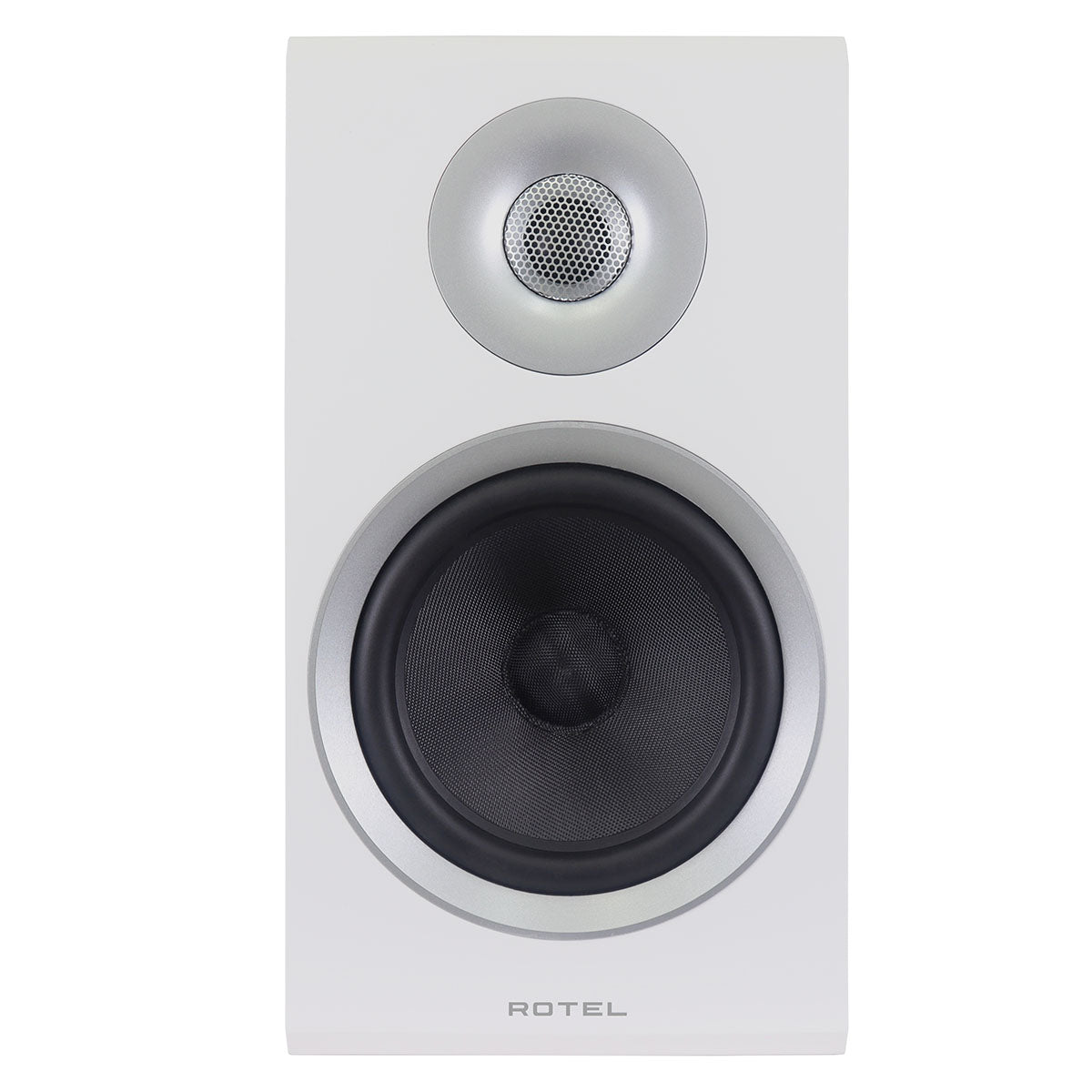 Rotel Amora 5 Passive Bookshelf Loudspeakers - White - front view without grille