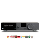 Lyngdorf TDAI-3400 Flagship Digital Integrated Amplifier with RoomPerfect front view with award logos below