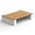 Angled front view of BLOK HiFi Stax 2G Shelf 170 in the natural ash / satin white finish