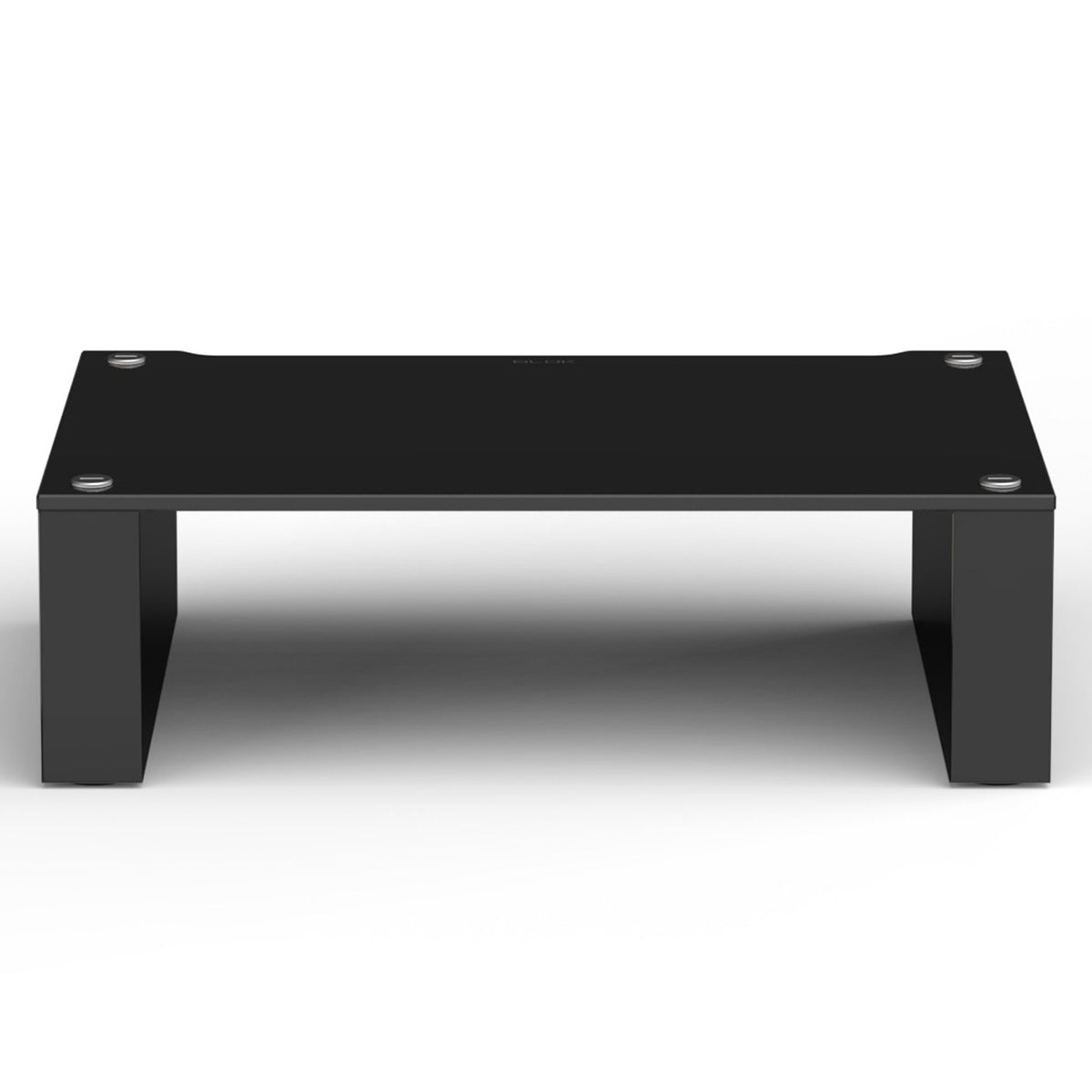 Front view of BLOK HiFi Stax 2G Shelf 220 in the black glass / high gloss black finish