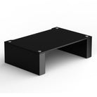 Angled front view of BLOK HiFi Stax 2G Shelf 220 in the black glass / high gloss black finish