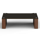 Front view of BLOK HiFi Stax 2G Shelf 220 in the black ash / natural walnut finish