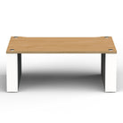 Front view of BLOK HiFi Stax 2G Shelf 120 in the natural ash / satin white finish