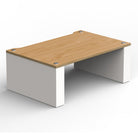 Angled front view of BLOK HiFi Stax 2G Shelf 120 in the natural ash / satin white finish