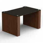 Angled front view of BLOK HiFi Stax 2G Shelf LP in the black ash / natural walnut finish