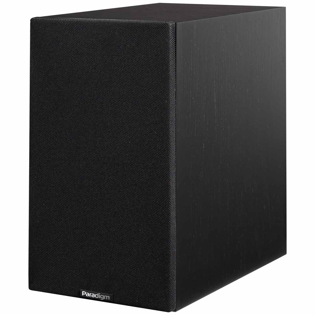 Paradigm Premier 120B V2 Bookshelf Speaker - Each black walnut angled front view with grille