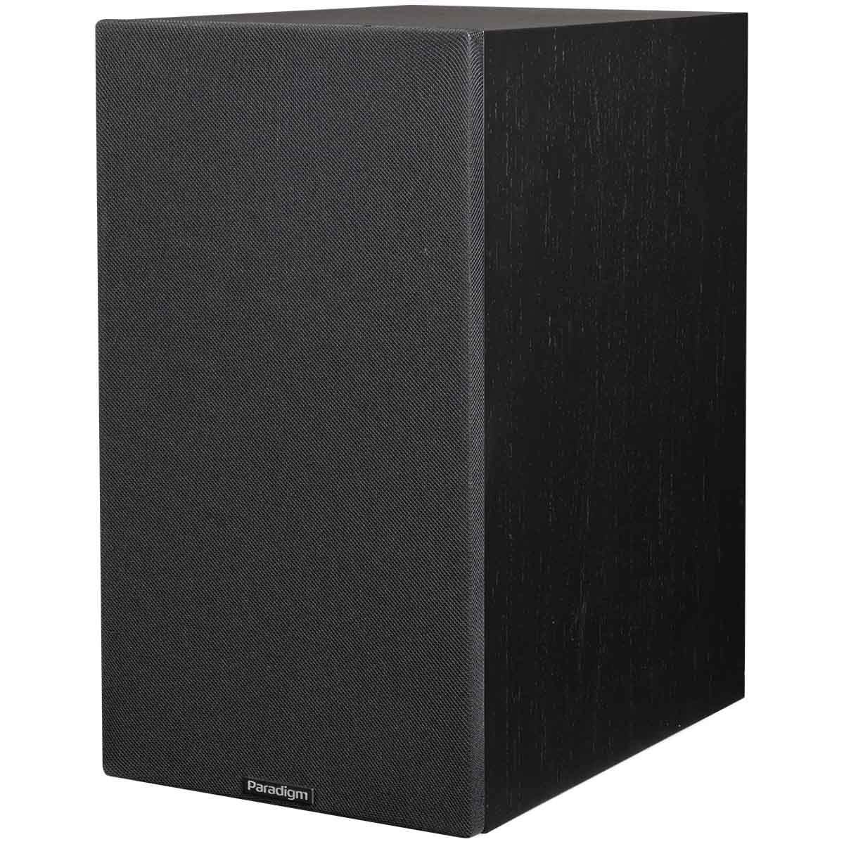 Paradigm Premier 220B V2 Bookshelf Speaker - Each black walnut angled front view with grille