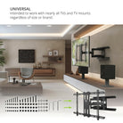 Modern living room with a TV mounted on the wall, featuring a universal TV mount solution.
