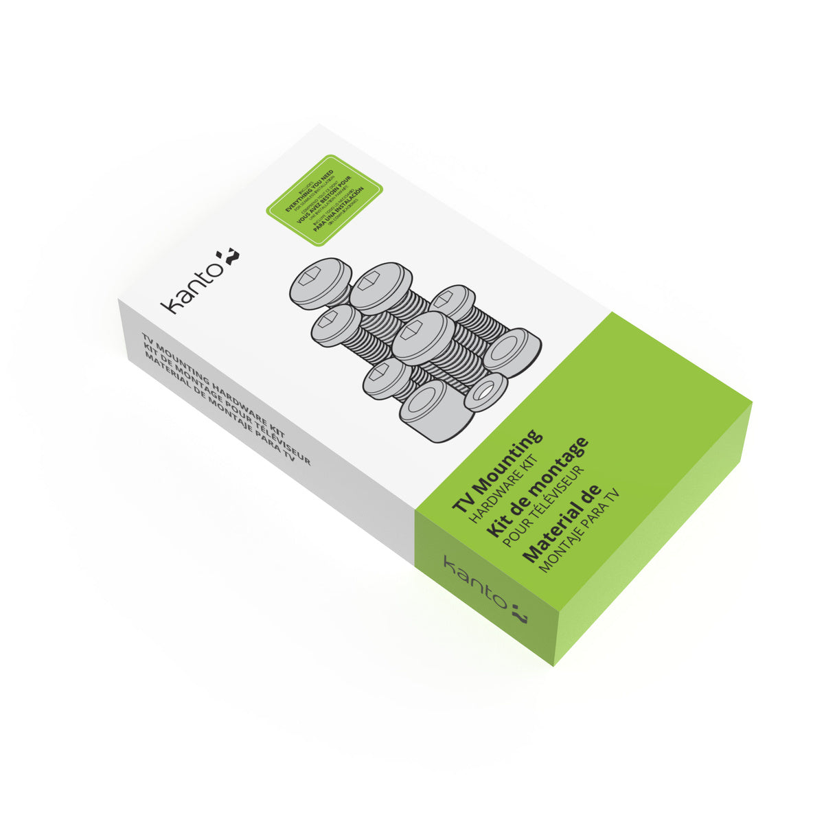 Kanto TV mounting hardware packaging on a white background