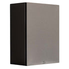 Lyngdorf BW-2 High Bandwidth Subwoofer black speaker front view angled right with gray grille