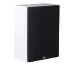 Lyngdorf BW-2 High Bandwidth Subwoofer white speaker front view angled right with black grille