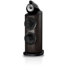 Bowers & Wilkins 801 D5 Floorstanding Loudspeaker - front view of single Dark Walnut speaker without grilles angled left