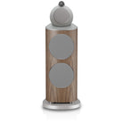 Bowers & Wilkins 801 D5 Floorstanding Loudspeaker - front view of single Light Walnut speaker with grilles