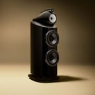 Bowers & Wilkins 801 D5 Floorstanding Loudspeaker - front view of single Stealth Black speaker without grille angled right