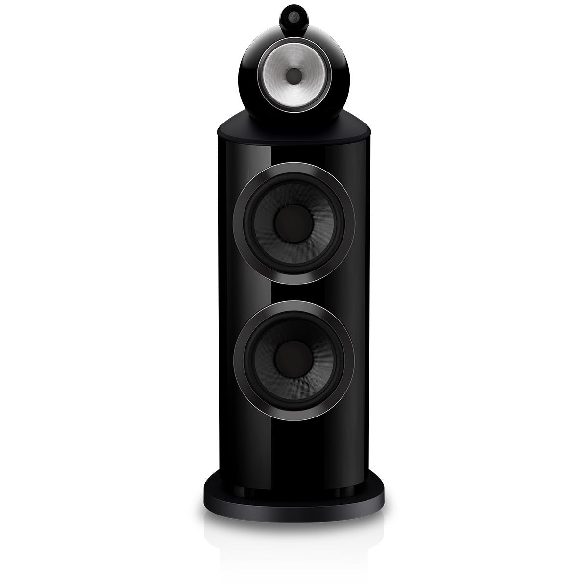 Bowers & Wilkins 801 D5 Floorstanding Loudspeaker - front view of single Stealth Black speaker without grilles