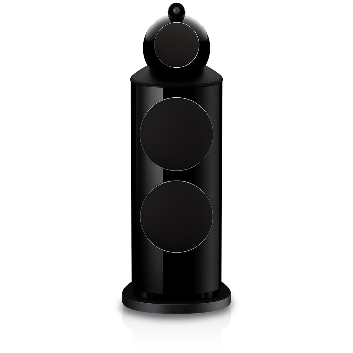 Bowers & Wilkins 801 D5 Floorstanding Loudspeaker - front view of single Stealth Black speaker with grilles