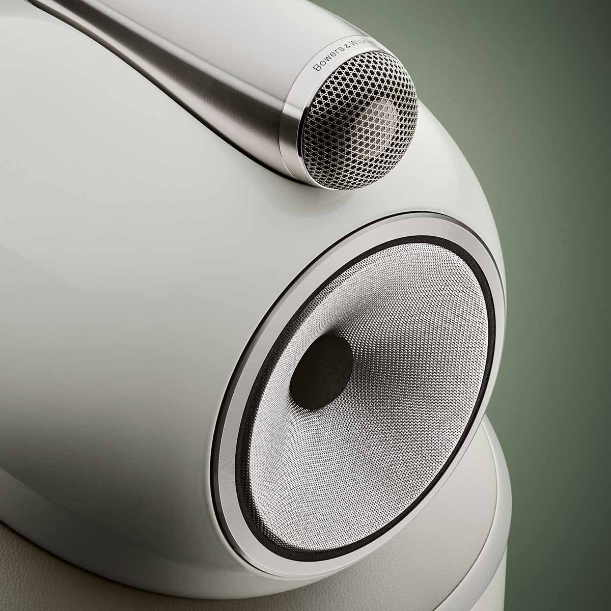 Bowers & Wilkins 801 D5 Floorstanding Loudspeaker - detail of top drivers of single Warm White speaker