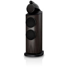 Bowers & Wilkins 802 D5 Floorstanding Loudspeaker - front view of single Dark Walnut speaker with grilles angled left